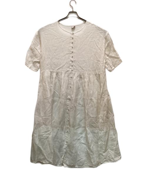 TSUHARU by samansa Mos2（ツハル バイ サマンサモスモス）TSUHARU by samansa Mos2 (ツハル バイ サマンサモスモス) リネンブラウスワンピース ホワイト サイズ:FREEの古着・服飾アイテム