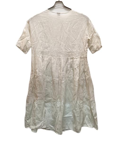 TSUHARU by samansa Mos2（ツハル バイ サマンサモスモス）TSUHARU by samansa Mos2 (ツハル バイ サマンサモスモス) リネンブラウスワンピース ホワイト サイズ:FREEの古着・服飾アイテム