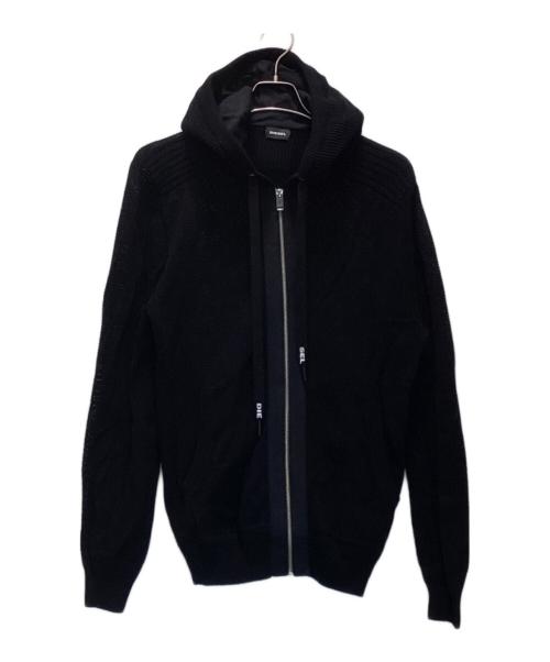 DIESEL（ディーゼル）DIESEL (ディーゼル) メッシュニットジップパーカー ブラック サイズ:Mの古着・服飾アイテム