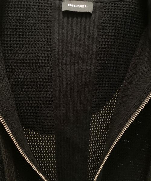 DIESEL（ディーゼル）DIESEL (ディーゼル) メッシュニットジップパーカー ブラック サイズ:Mの古着・服飾アイテム