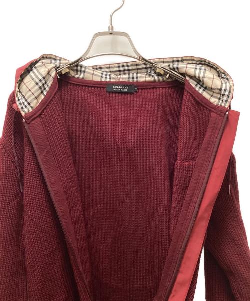 BURBERRY BLACK LABEL（バーバリーブラックレーベル）BURBERRY BLACK LABEL (バーバリーブラックレーベル) フード裏ノバチェックニットジップパーカー パープル サイズ:2の古着・服飾アイテム