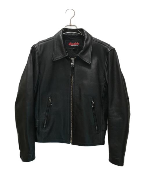 Rookie Leathers（ルーキーレザー）Rookie Leathers (ルーキーレザー) 襟付シングルライダースジャケット ブラック サイズ:Mの古着・服飾アイテム