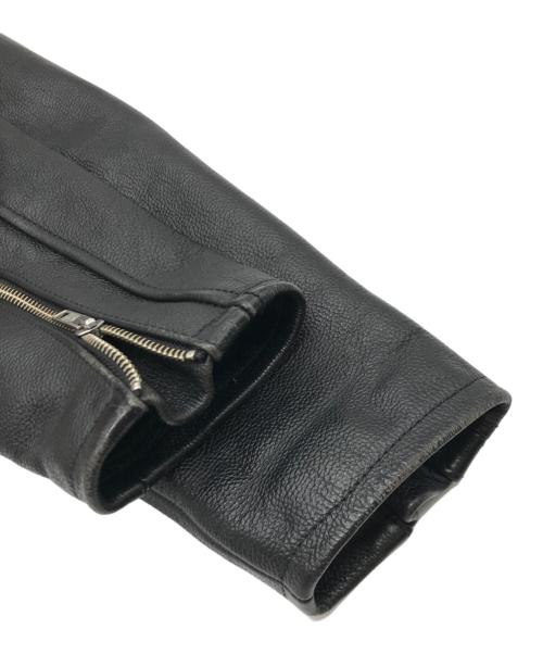 Rookie Leathers（ルーキーレザー）Rookie Leathers (ルーキーレザー) 襟付シングルライダースジャケット ブラック サイズ:Mの古着・服飾アイテム