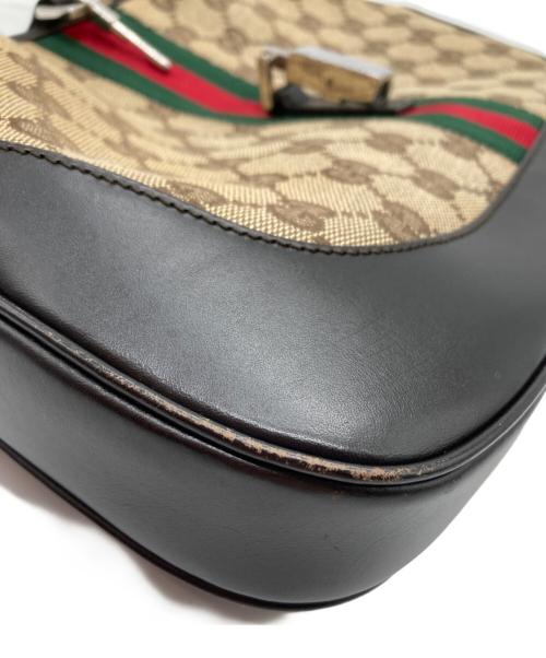 GUCCI（グッチ）GUCCI (グッチ) ジャッキー GGキャンバスショルダーバッグ ベージュ×ブラウンの古着・服飾アイテム