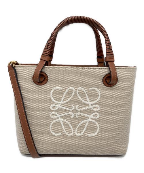 LOEWE（ロエベ）LOEWE (ロエベ) アナグラムミニトートバッグ エクリュ×タンの古着・服飾アイテム