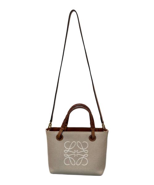 LOEWE（ロエベ）LOEWE (ロエベ) アナグラムミニトートバッグ エクリュ×タンの古着・服飾アイテム