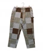 stussyステューシー）の古着「パッチワークイージーパンツ」｜グレー×カーキ