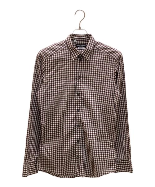 DOLCE & GABBANA（ドルチェ＆ガッバーナ）DOLCE & GABBANA (ドルチェ＆ガッバーナ) チェックシャツ ブラウン サイズ:15/38の古着・服飾アイテム