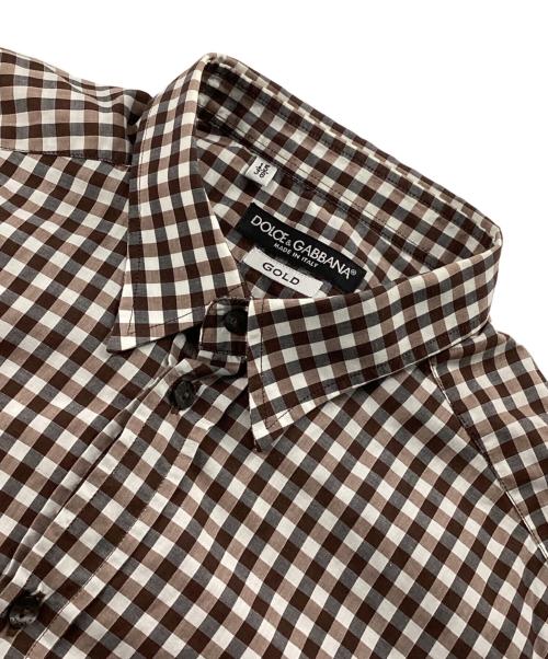 DOLCE & GABBANA（ドルチェ＆ガッバーナ）DOLCE & GABBANA (ドルチェ＆ガッバーナ) チェックシャツ ブラウン サイズ:15/38の古着・服飾アイテム