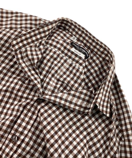 DOLCE & GABBANA（ドルチェ＆ガッバーナ）DOLCE & GABBANA (ドルチェ＆ガッバーナ) チェックシャツ ブラウン サイズ:15/38の古着・服飾アイテム