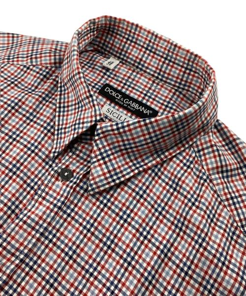 DOLCE & GABBANA（ドルチェ＆ガッバーナ）DOLCE & GABBANA (ドルチェ＆ガッバーナ) チェックシャツ レッド×ブルー サイズ:15/38の古着・服飾アイテム