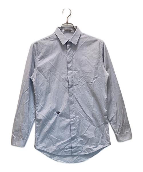 DIOR HOMME（ディオール オム）DIOR HOMME (ディオール オム) Bee刺繍 比翼ドレスシャツ ブルー サイズ:37の古着・服飾アイテム