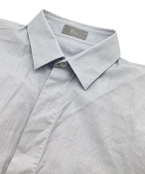 DIOR HOMME（ディオール オム）DIOR HOMME (ディオール オム) Bee刺繍 比翼ドレスシャツ ブルー サイズ:37の古着・服飾アイテム