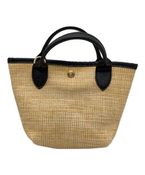 LONGCHAMP（ロンシャン）LONGCHAMP (ロンシャン) ル プリアージュ サントロペ 2WAYミニカゴバッグ ベージュ×ブラックの古着・服飾アイテム