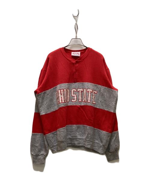 Nutmeg Milks（ナツメグ ミルズ）Nutmeg Milks (ナツメグ ミルズ) ヴィンテージヘンリーネックスウェット グレー×レッド サイズ:Lの古着・服飾アイテム