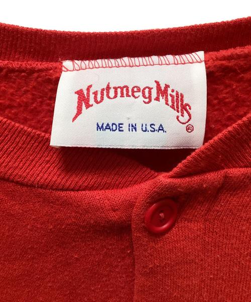 Nutmeg Milks（ナツメグ ミルズ）Nutmeg Milks (ナツメグ ミルズ) ヴィンテージヘンリーネックスウェット グレー×レッド サイズ:Lの古着・服飾アイテム
