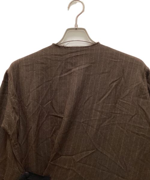 TAKESHI KOSAKA by Y's Pink Label（タケシコウサカ バイ ワイズピンクレーベル）TAKESHI KOSAKA by Y's Pink Label (タケシコウサカ バイ ワイズピンクレーベル) ウールストライプワンピース ブラウン サイズ:1の古着・服飾アイテム