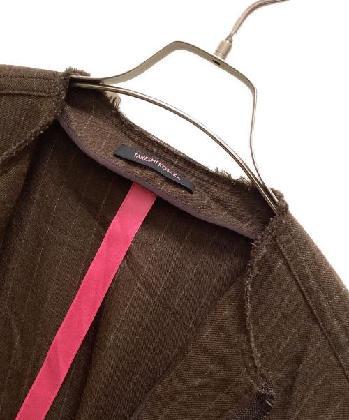 TAKESHI KOSAKA by Y's Pink Label（タケシコウサカ バイ ワイズピンクレーベル）TAKESHI KOSAKA by Y's Pink Label (タケシコウサカ バイ ワイズピンクレーベル) ウールストライプワンピース ブラウン サイズ:1の古着・服飾アイテム