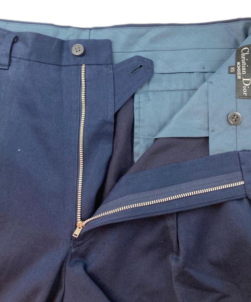 Christian Dior MONSIEUR（クリスチャンディオールムッシュ）Christian Dior MONSIEUR (クリスチャンディオールムッシュ) ヴィンテージ2タックウールコットンスラックス ネイビー サイズ:85の古着・服飾アイテム