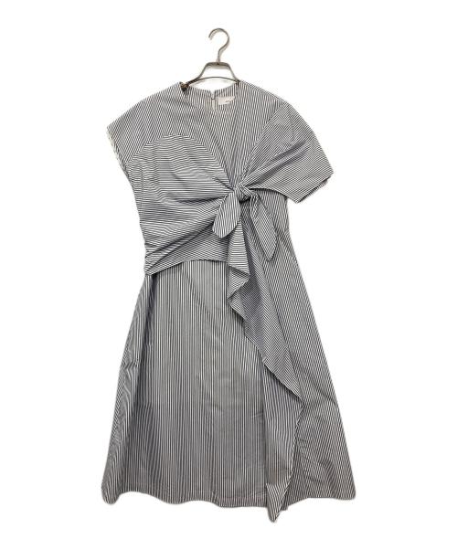AKIRA NAKA（アキラナカ）AKIRA NAKA (アキラナカ) ドレープノットストライプドレス ホワイト×ネイビー サイズ:1の古着・服飾アイテム