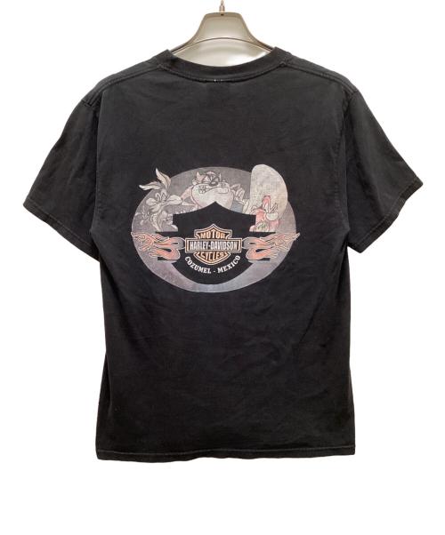 HARLEY-DAVIDSON（ハーレーダビッドソン）HARLEY-DAVIDSON (ハーレーダビッドソン) LOONEY TUNES (ルーニーチューンズ) 00's 両面プリントTシャツ ブラック サイズ:Mの古着・服飾アイテム