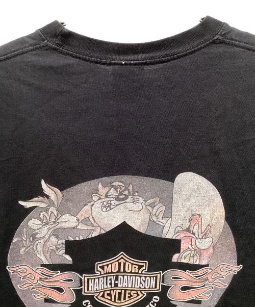 HARLEY-DAVIDSON（ハーレーダビッドソン）HARLEY-DAVIDSON (ハーレーダビッドソン) LOONEY TUNES (ルーニーチューンズ) 00's 両面プリントTシャツ ブラック サイズ:Mの古着・服飾アイテム