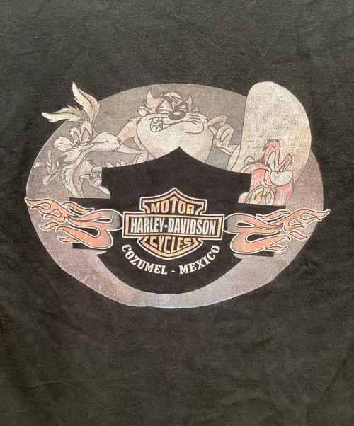 HARLEY-DAVIDSON（ハーレーダビッドソン）HARLEY-DAVIDSON (ハーレーダビッドソン) LOONEY TUNES (ルーニーチューンズ) 00's 両面プリントTシャツ ブラック サイズ:Mの古着・服飾アイテム