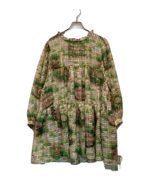 yukiemon（ユキエモン）yukiemon (ユキエモン) カルーセルチュニック ベージュ×グリーン サイズ:3L 未使用品の古着・服飾アイテム