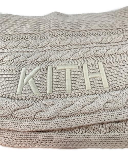 KITH（キス）KITH (キス) ロゴ刺繍 ウォッシュ加工 ニットスカーフ ベージュの古着・服飾アイテム