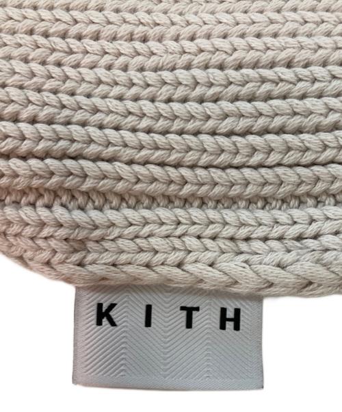 KITH（キス）KITH (キス) ロゴ刺繍 ウォッシュ加工 ニットスカーフ ベージュの古着・服飾アイテム