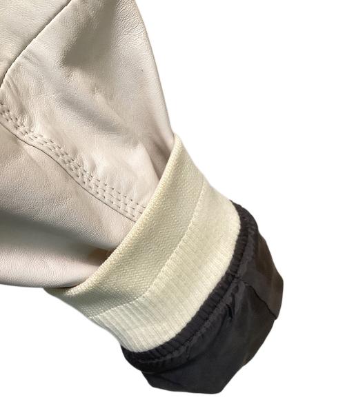 DIESEL（ディーゼル）DIESEL (ディーゼル) シープレザーフーデッドジャケット ホワイト サイズ:Lの古着・服飾アイテム