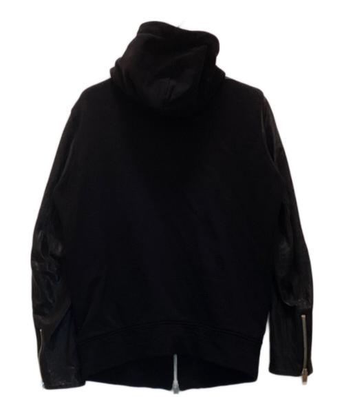 DIESEL（ディーゼル）DIESEL (ディーゼル) ラムレザー切替ジップパーカー ブラック サイズ:Mの古着・服飾アイテム