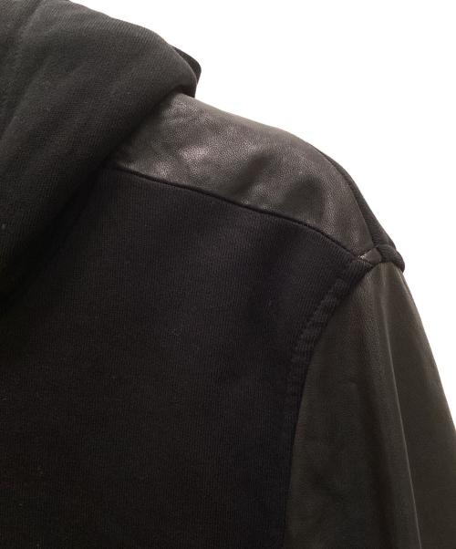 DIESEL（ディーゼル）DIESEL (ディーゼル) ラムレザー切替ジップパーカー ブラック サイズ:Mの古着・服飾アイテム