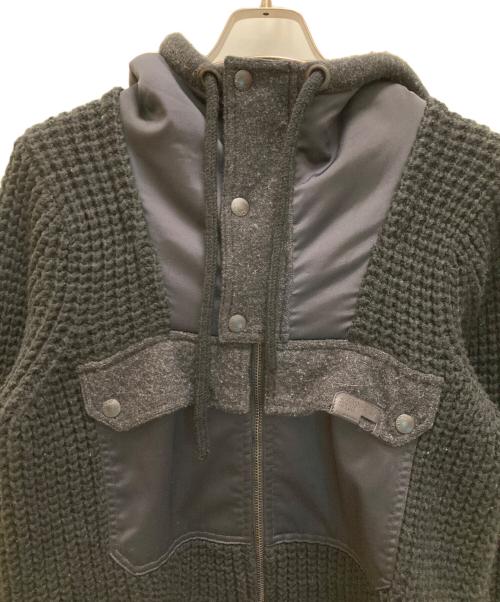 DIESEL（ディーゼル）DIESEL (ディーゼル) ナイロン切替 フーデッドニットジャケット ブラック サイズ:Mの古着・服飾アイテム