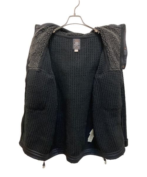 DIESEL（ディーゼル）DIESEL (ディーゼル) ナイロン切替 フーデッドニットジャケット ブラック サイズ:Mの古着・服飾アイテム
