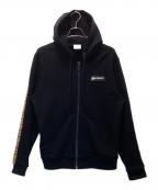 BURBERRYバーバリー）の古着「アームロゴチェック ジップパーカー」｜ブラック