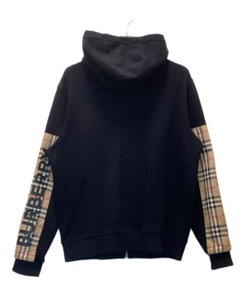 BURBERRY（バーバリー）BURBERRY (バーバリー) アームロゴチェック ジップパーカー ブラック サイズ:Sの古着・服飾アイテム