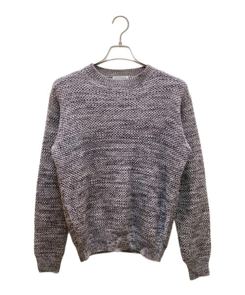 MACKINTOSH LONDON（マッキントッシュ ロンドン）MACKINTOSH LONDON (マッキントッシュ ロンドン) ギマコットンクルーネックニット ホワイト×ネイビー サイズ:Mの古着・服飾アイテム