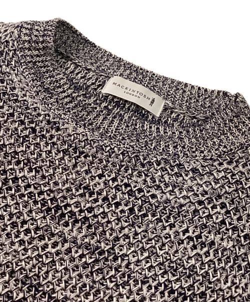 MACKINTOSH LONDON（マッキントッシュ ロンドン）MACKINTOSH LONDON (マッキントッシュ ロンドン) ギマコットンクルーネックニット ホワイト×ネイビー サイズ:Mの古着・服飾アイテム