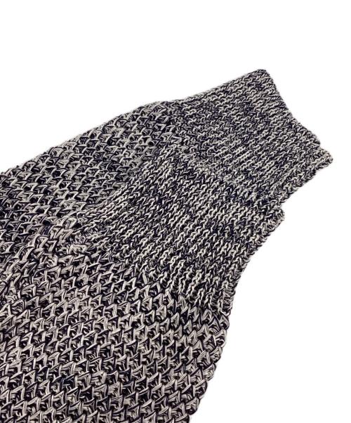 MACKINTOSH LONDON（マッキントッシュ ロンドン）MACKINTOSH LONDON (マッキントッシュ ロンドン) ギマコットンクルーネックニット ホワイト×ネイビー サイズ:Mの古着・服飾アイテム