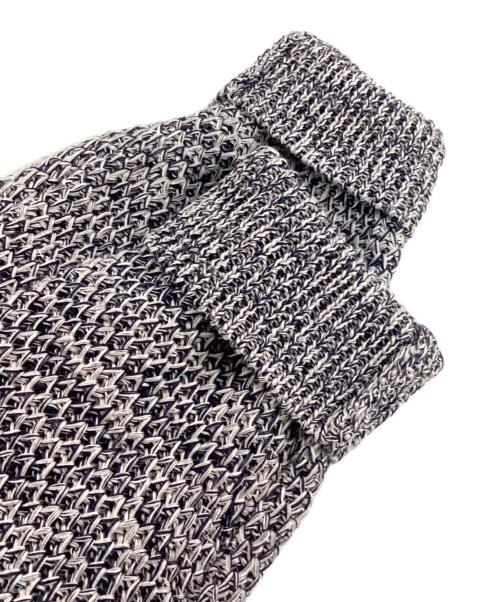 MACKINTOSH LONDON（マッキントッシュ ロンドン）MACKINTOSH LONDON (マッキントッシュ ロンドン) ギマコットンクルーネックニット ホワイト×ネイビー サイズ:Mの古着・服飾アイテム