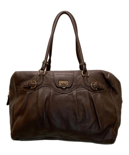 Salvatore Ferragamo（サルヴァトーレ フェラガモ）Salvatore Ferragamo (サルヴァトーレ フェラガモ) ガンチーニ レザートートバッグ ブラウンの古着・服飾アイテム