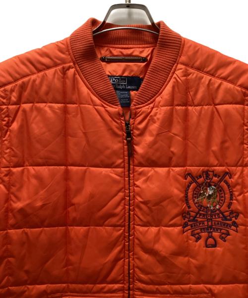 POLO RALPH LAUREN（ポロ・ラルフローレン）POLO RALPH LAUREN (ポロ・ラルフローレン) 中綿刺繍ベスト オレンジ サイズ:XLの古着・服飾アイテム