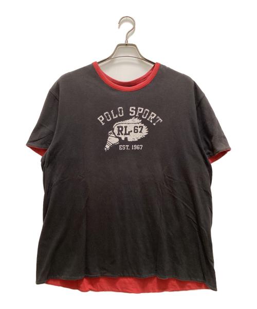 POLO SPORT（ポロスポーツ）POLO SPORT (ポロスポーツ) ヴィンテージリバーシブルプリントTシャツ ブラウン×レッド サイズ:Lの古着・服飾アイテム