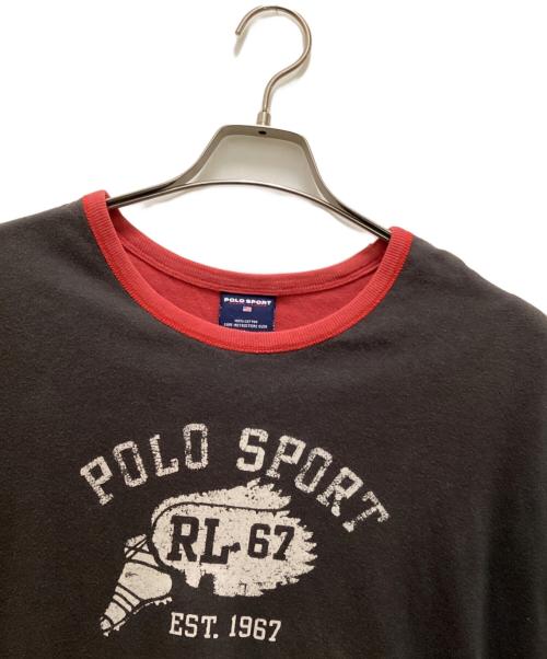 POLO SPORT（ポロスポーツ）POLO SPORT (ポロスポーツ) ヴィンテージリバーシブルプリントTシャツ ブラウン×レッド サイズ:Lの古着・服飾アイテム