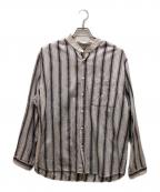 WAH YUMA ARIZワー メーカー ユーマ アリゾナ）の古着「80's マオカラーシャツ」｜ホワイト×グレー