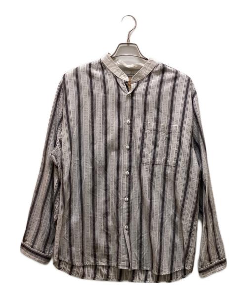 WAH YUMA ARIZ（ワー メーカー ユーマ アリゾナ）WAH YUMA ARIZ (ワー メーカー ユーマ アリゾナ) 80's マオカラーシャツ ホワイト×グレー サイズ:Lの古着・服飾アイテム