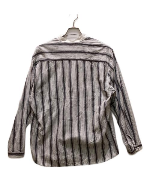 WAH YUMA ARIZ（ワー メーカー ユーマ アリゾナ）WAH YUMA ARIZ (ワー メーカー ユーマ アリゾナ) 80's マオカラーシャツ ホワイト×グレー サイズ:Lの古着・服飾アイテム