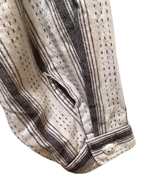 WAH YUMA ARIZ（ワー メーカー ユーマ アリゾナ）WAH YUMA ARIZ (ワー メーカー ユーマ アリゾナ) 80's マオカラーシャツ ホワイト×グレー サイズ:Lの古着・服飾アイテム