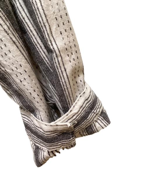 WAH YUMA ARIZ（ワー メーカー ユーマ アリゾナ）WAH YUMA ARIZ (ワー メーカー ユーマ アリゾナ) 80's マオカラーシャツ ホワイト×グレー サイズ:Lの古着・服飾アイテム